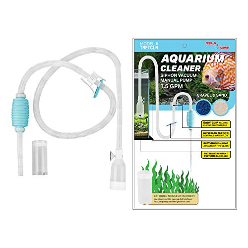 Echte TERA POMP Aquariumreiniger Aquarium Aquarium Grindzandreiniger met lange spuitmond N Waterstroomregelaar - BPA-vrij (model: TRFTCLN)